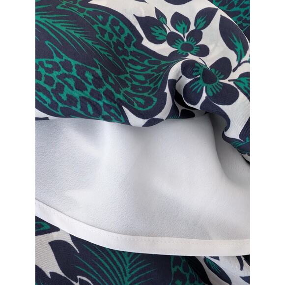 J Crew Collection Dress Womens 6 Green Navy Floral One Shoulder Midi BK996 - Picture 13 of 16